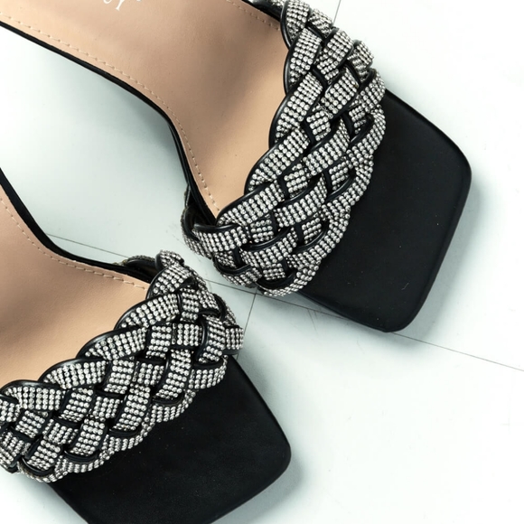 New Rhinestone Heel Slide in Black - Picture 2 of 5